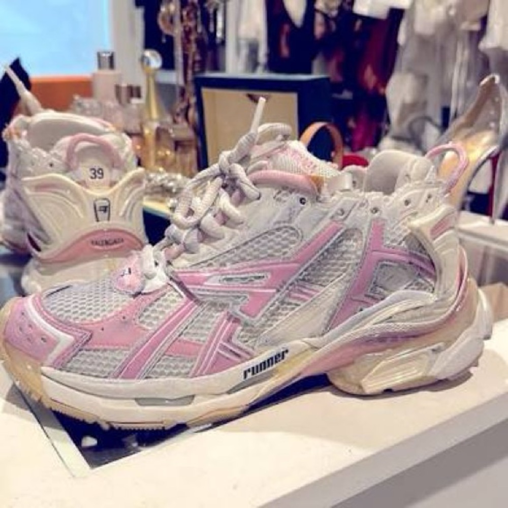 Women's Pink and White Running Shoes